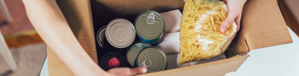 volunteers collecting food for local food bank